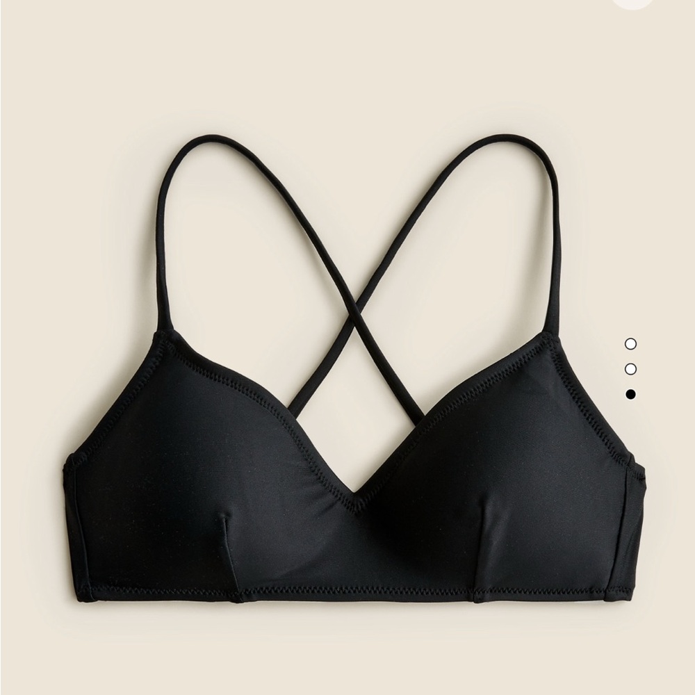 NWOT JCrew Cross-back French bikini top - BLACK - SIZE SMALL - RUNS SMALL
